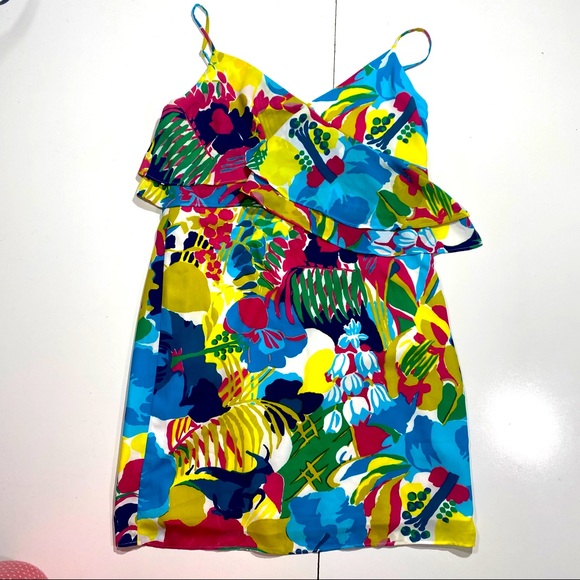 J. Crew Multi Colored Tropical Floral Ruffle Mini Woman’s Sun/Cami Dress 20 - Picture 2 of 14